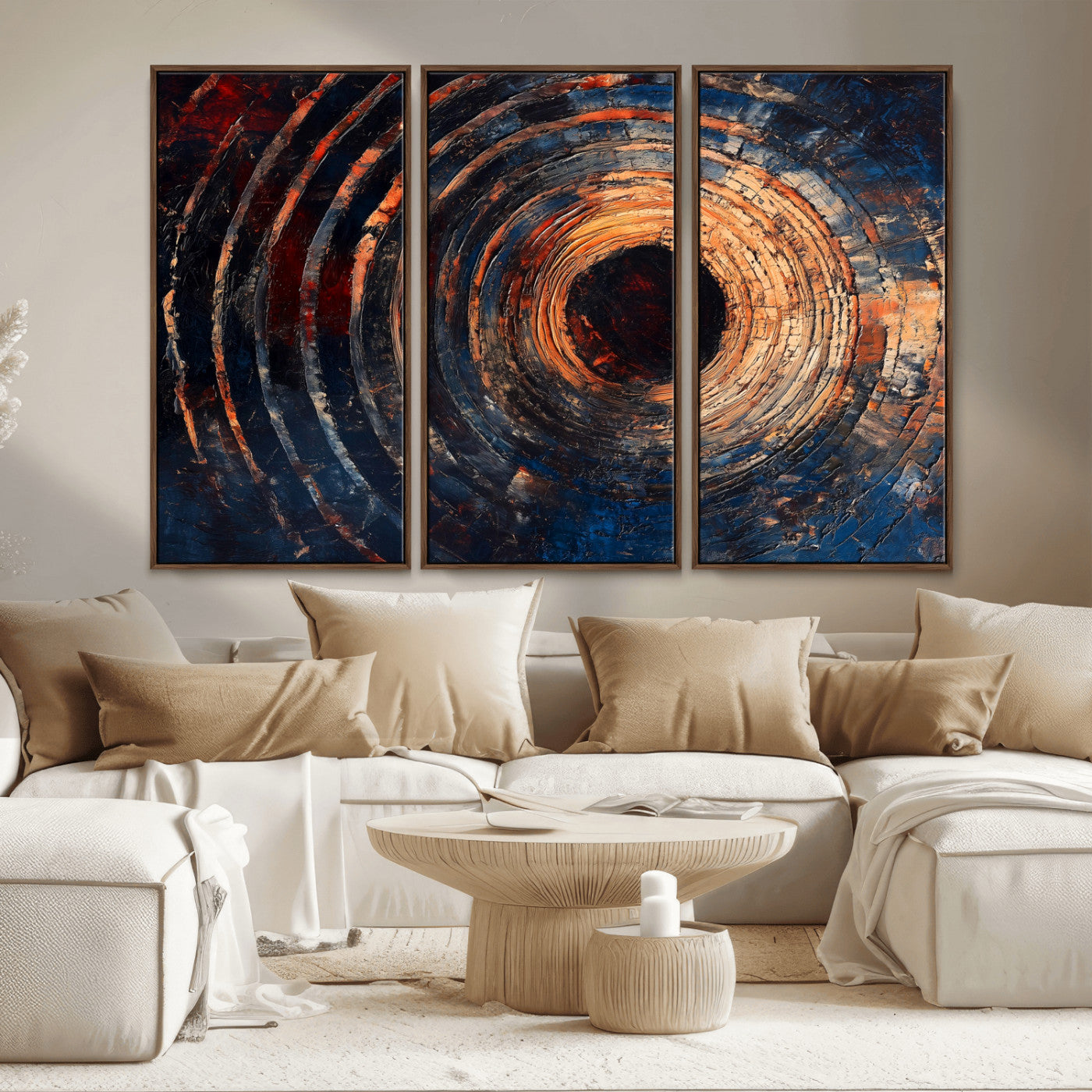 10017879-MGV-CV-36X24-Wood Tree Ring Wall Art Canvas Print, Framed Natural Wood Art Picture Print, Rustic Tree Slice Perfect Rustic Decor Artwork