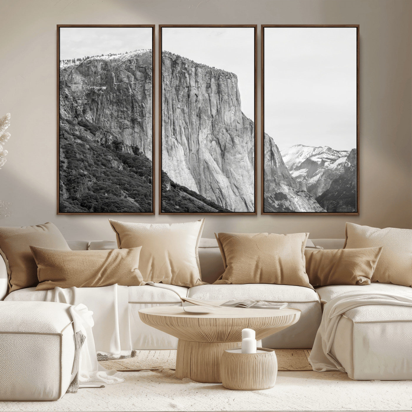 39393420-MGV-CV-36X24-El Capitan Wall Art Canvas Print, Framed Yosemite Cliff Art Picture Print, Monochrome Mountain Perfect Monochrome Sierra Decor