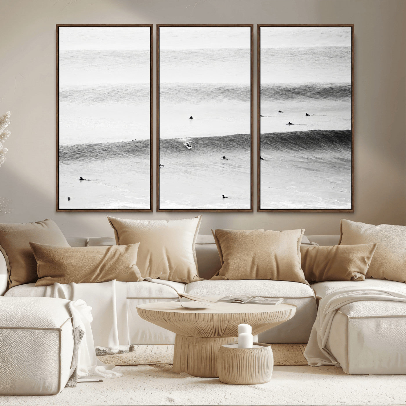 54291445-MGV-CV-36X24-Black White Ocean Wall Art Canvas Print, Framed Coastal Sport Art Picture Print, Ocean Culture Perfect Minimalist Coastal Decor