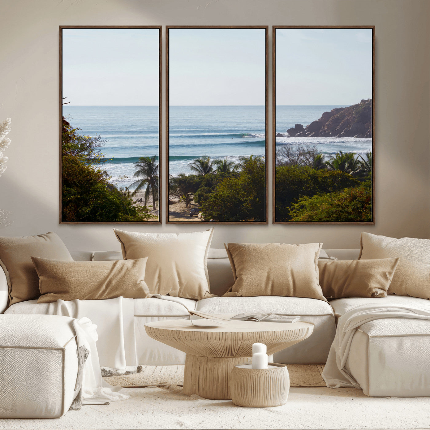 88336640-MGV-CV-36X24-Tropical Beach Scene Wall Art Canvas Print, Framed Coastal Photography Art Picture Print, Ocean Horizon Art Perfect Coastal Boho