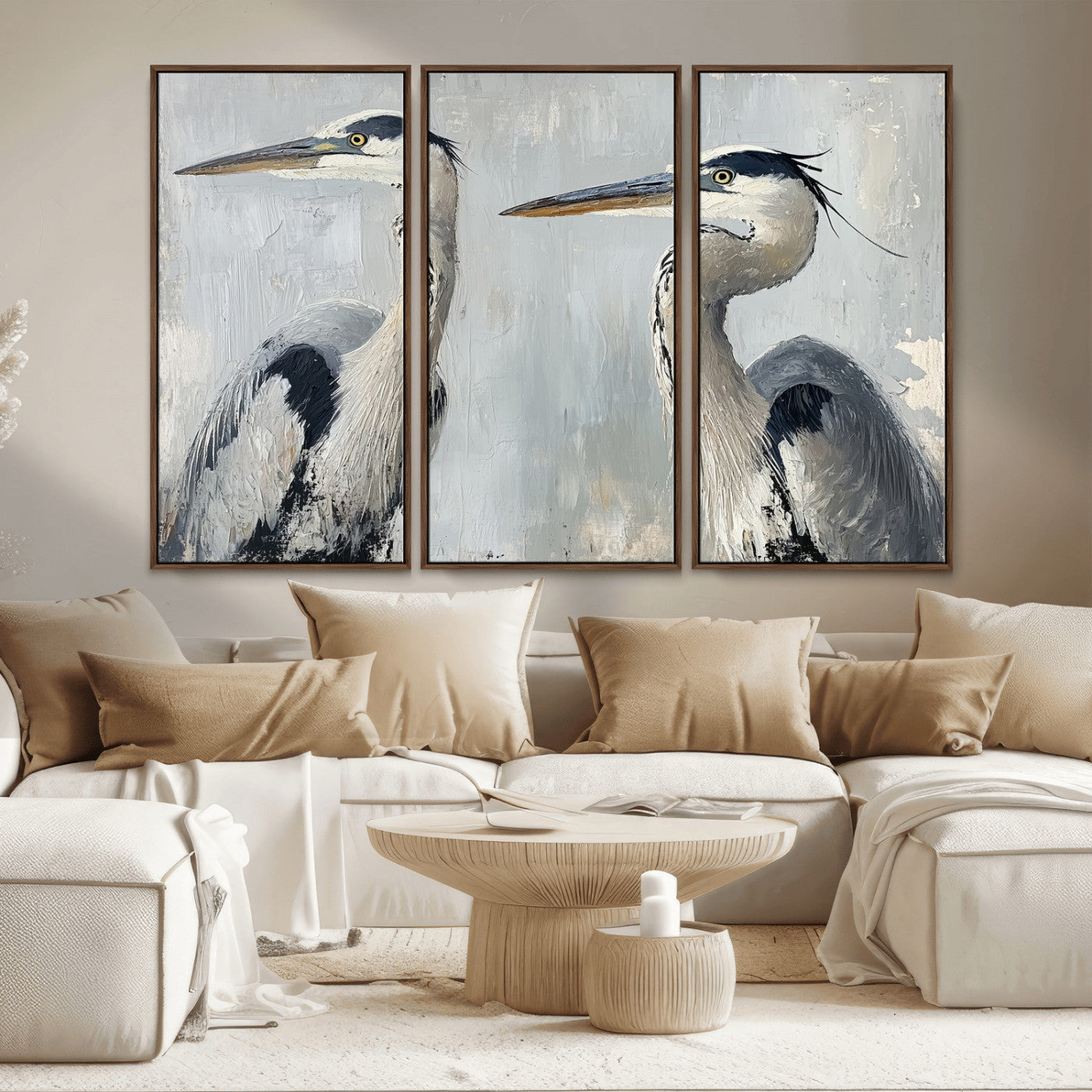 19427826-MGV-CV-36X24-Bird Canvas Decor Wall Art Canvas Print, Framed Coastal Bird Pair Art Picture Print, Minimalist Wildlife Wall Perfect Coastal