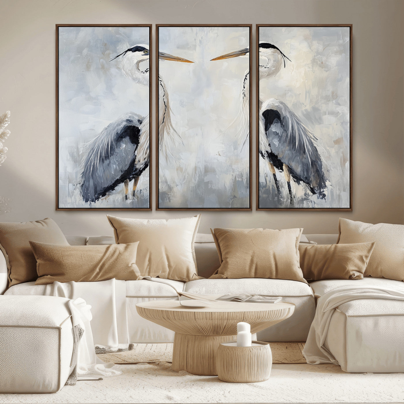 90806932-MGV-CV-36X24-Heron Wall Art Wall Art Canvas Print, Framed Bird Canvas Decor Art Picture Print, Nature Inspired Perfect Coastal Minimalist Decor