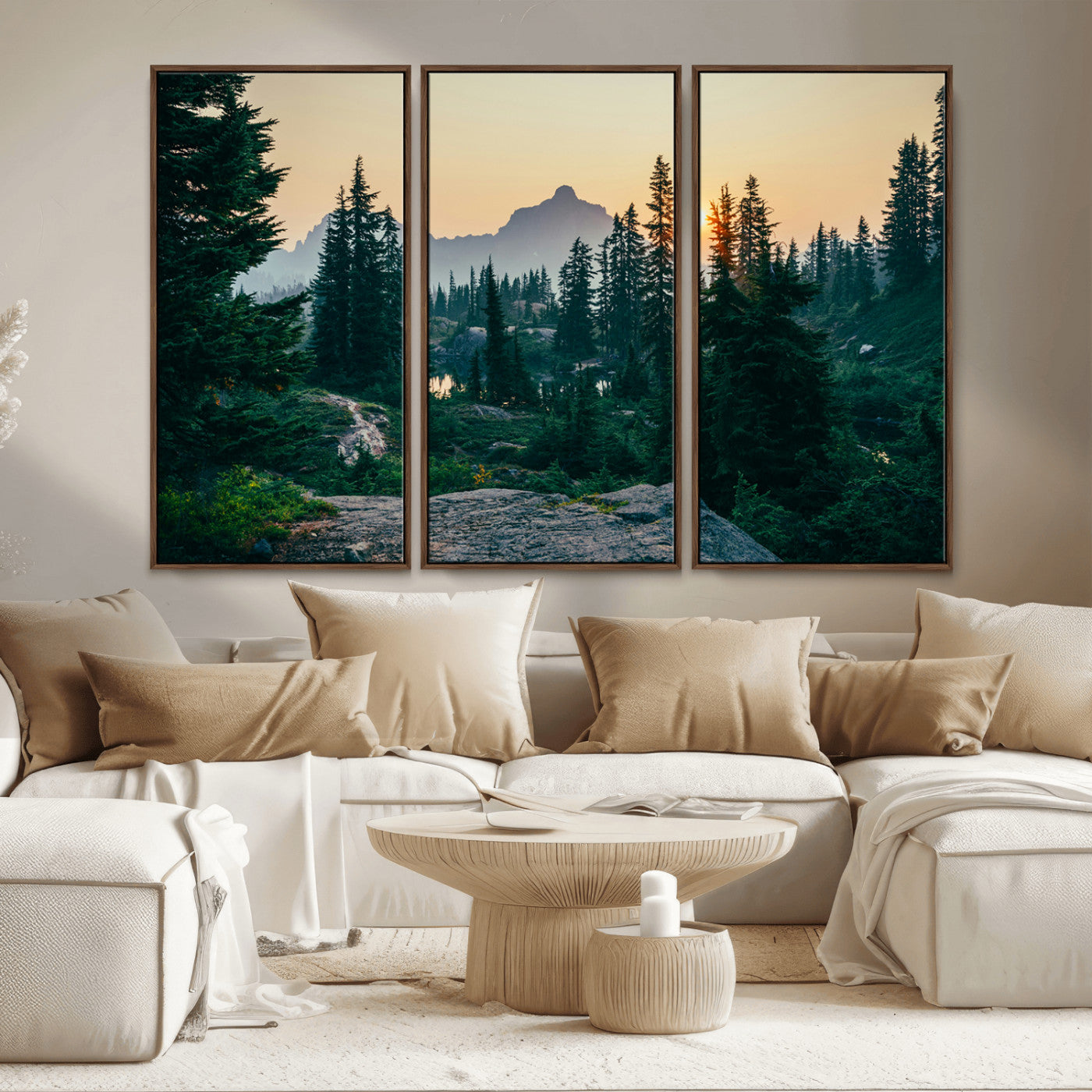 66397982-MGV-CV-36X24-Mountain Landscape Wall Art Canvas Print, Framed Forest Serenity Art Picture Print, Mountain Landscape Perfect Rustic Wilderness
