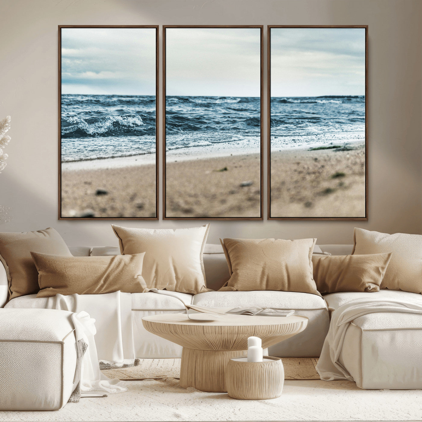 81812590-MGV-CV-36X24-Ocean Wall Art Wall Art Canvas Print, Framed Coastal Canvas Art Picture Print, Moody Seascape Perfect Coastal Minimalist Decor