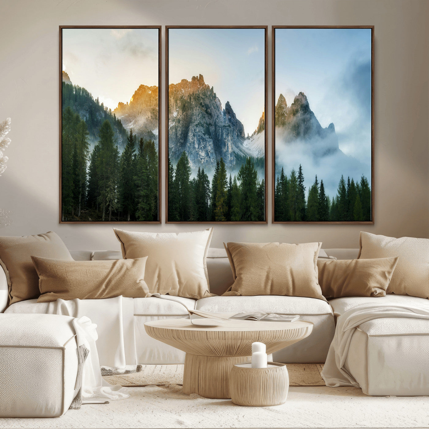 21145440-MGV-CV-36X24-Wilderness Wall Art Wall Art Canvas Print, Framed Nature Landscape Decor Art Picture Print, Misty Forest Photography Perfect