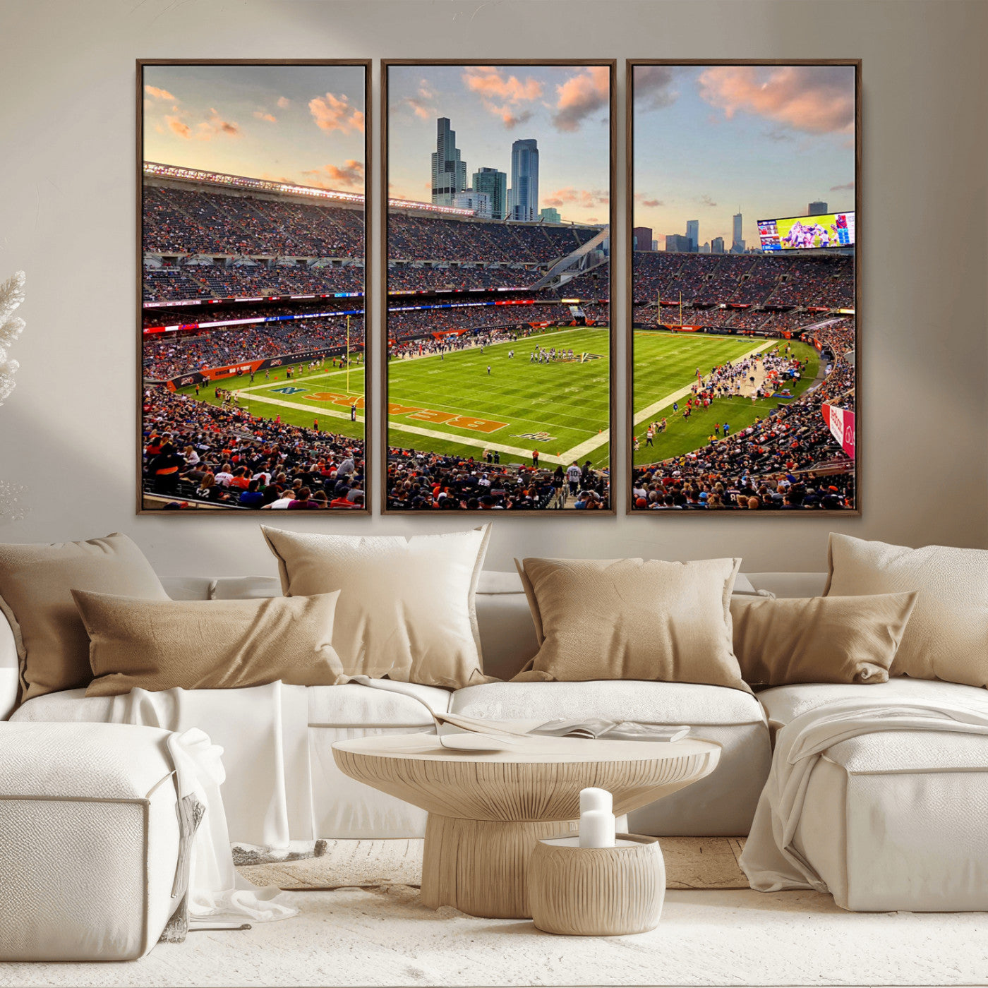55377093-MGV-CV-36X24-Soldier Field Wall Art – Panoramic Chicago Bears Football Stadium Canvas Print, Game Day Sports Decor for Man Cave, Bar, Office,