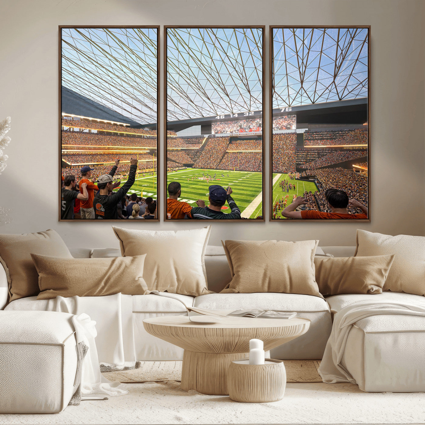81960112-MGV-CV-36X24-Futuristic Football Stadium Wall Art – Modern Dome Arena Canvas Print, Chicago Bears Concept Design Sports Decor for Man Cave or