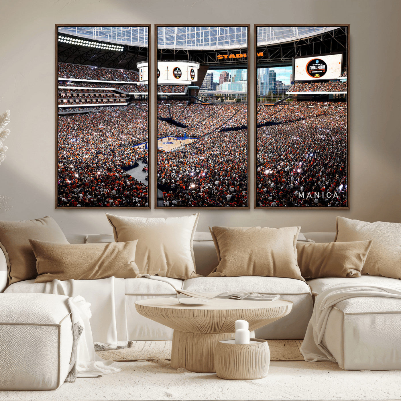 38616413-MGV-CV-36X24-Chicago Dome Stadium Wall Art – Futuristic Basketball Final Four Arena Canvas Print, Modern Sports Fan Decor for Man Cave or
