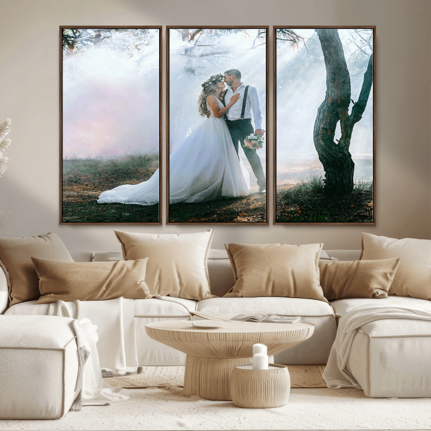 CSTM913-MGV-CV-36X24-Framed Wedding Canvas Print - Custom Wall Art Keepsake for Couples, Elegant Home Decoration Gift, Create Your Own Photo Canvas
