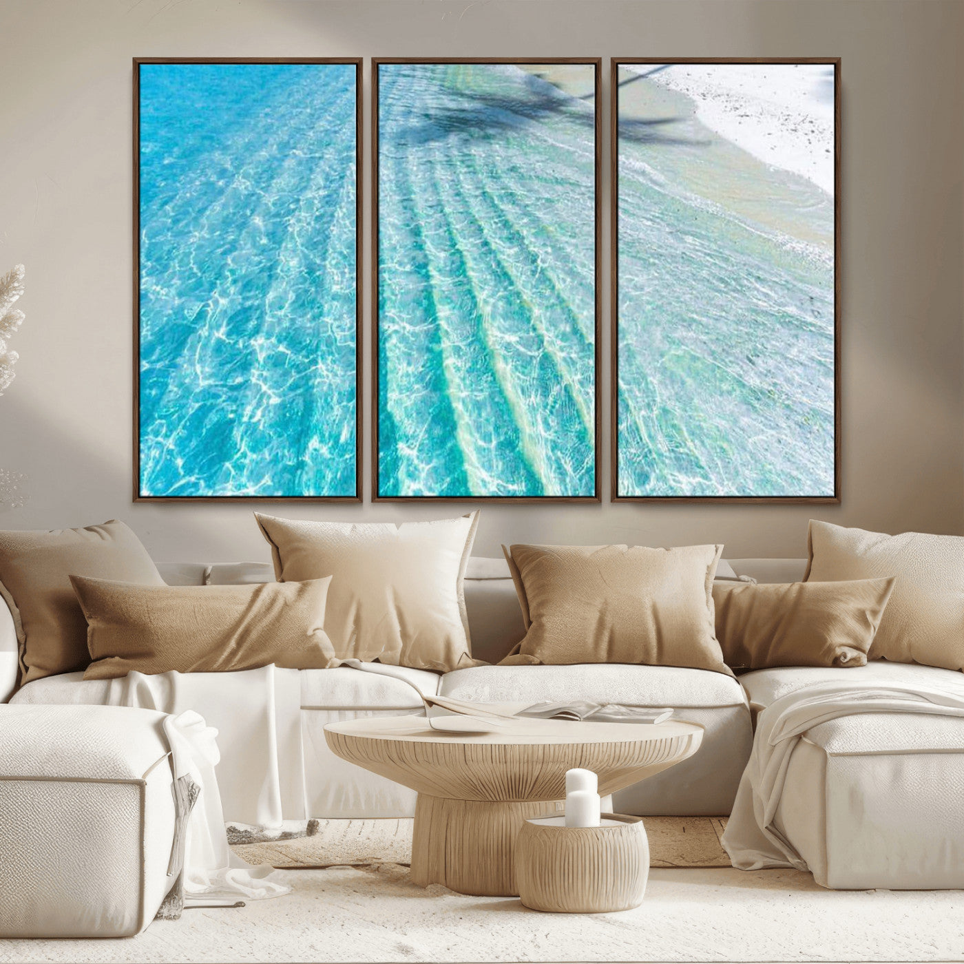 17528159-MGV-CV-36X24-Tropical Ocean Wall Art – Turquoise Water Canvas Print, Crystal Clear Beach Waves Photography Coastal Decor for Living Room,