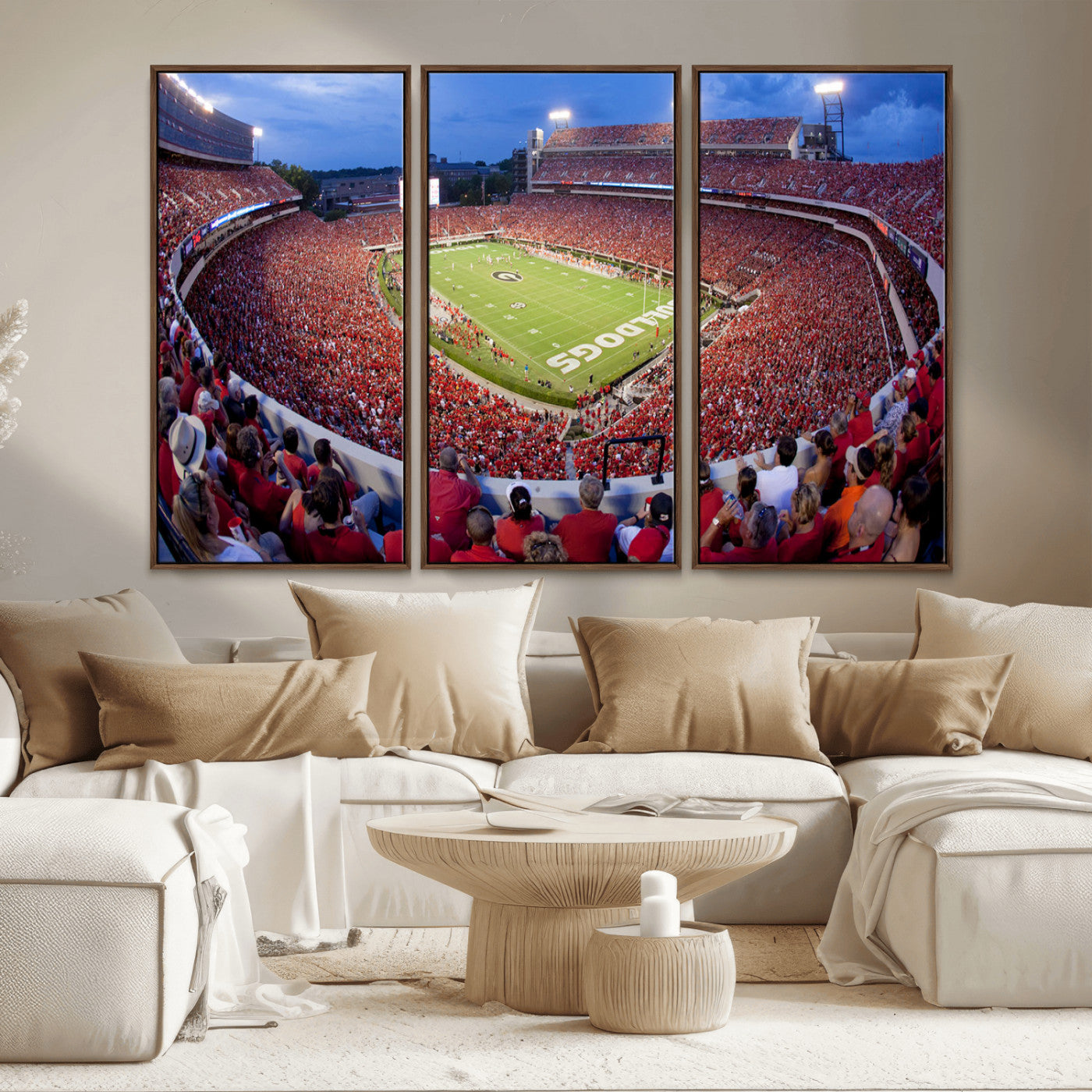 10244378-MGV-CV-36X24-Sanford Stadium Wall Art – Georgia Bulldogs Football Panoramic Evening Canvas Print, College Game Day Decor for Man Cave, Bar, or