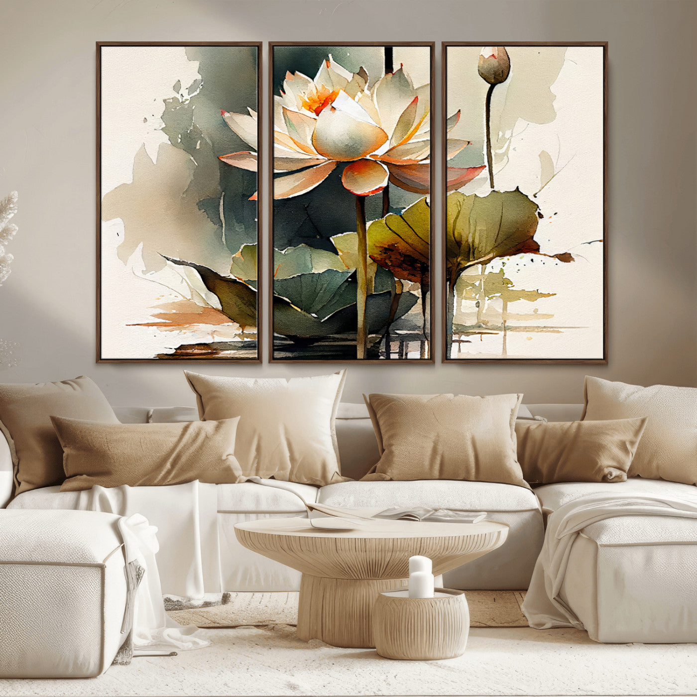 46359-MGV-CV-36X24-Lotus Blossom Wall Art Canvas Print, Framed Water Lily Art Picture Print, Zen Flower Perfect Zen Botanical Decor Artwork