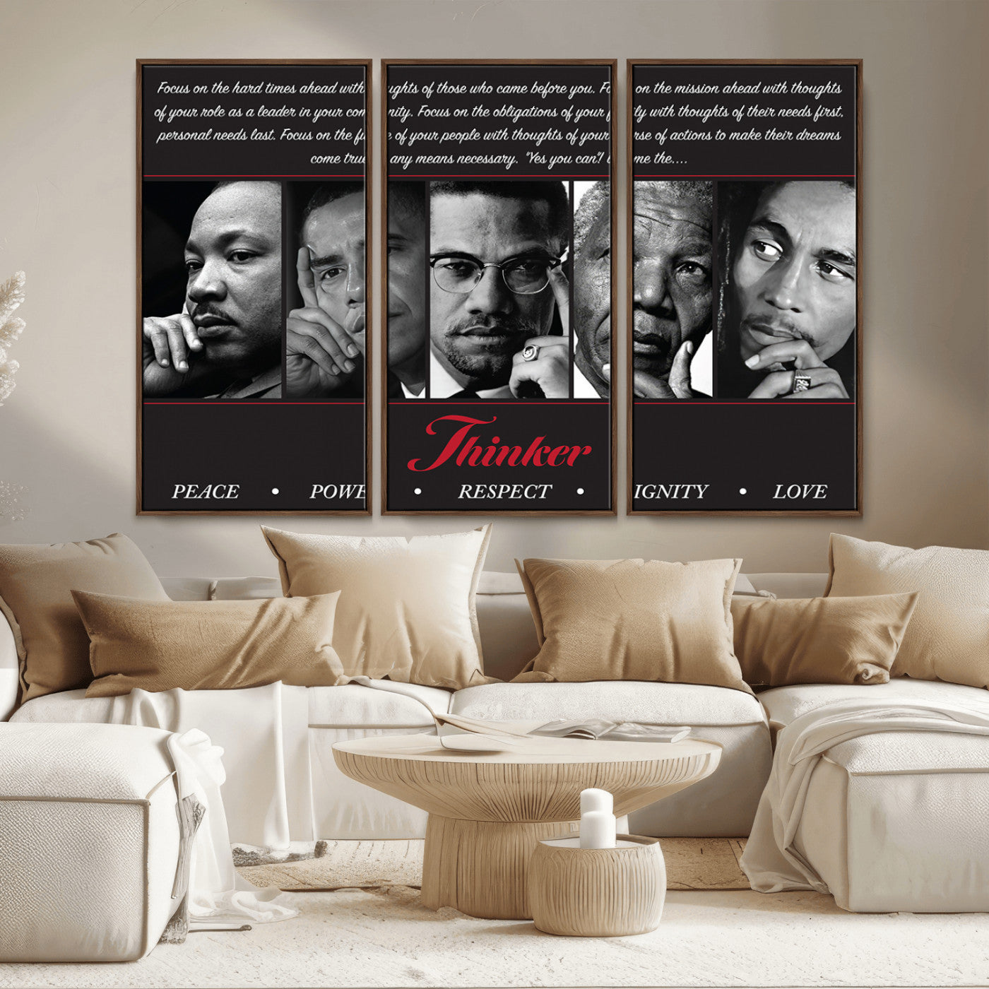 45112-MGV-CV-36X24-Black Icons Wall Art Canvas Print, Framed Thinker Art Picture Print, Motivational Quote Perfect Cultural Modern Decor Artwork