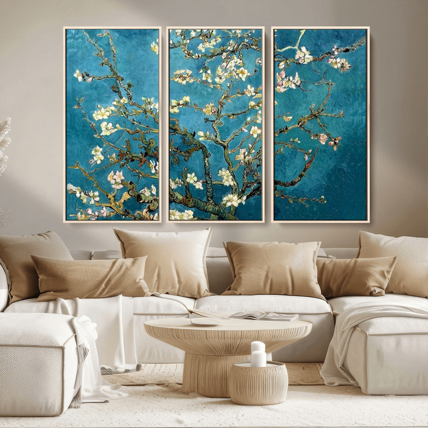 91714-MGV-CV-36X24-Almond Blossoms Wall Art – Handcrafted Van Gogh Inspired Floral Canvas Print, Beautiful Nature Decor for Living Room, Bedroom, or