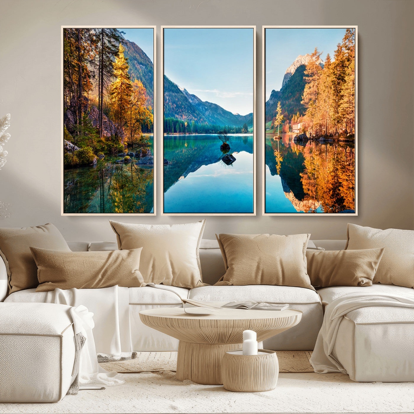 32962-MGV-CV-36X24-Mountain Lake Wall Art – Tranquil Autumn Landscape Canvas Print, Nature Reflection Decor for Living Room, Bedroom, Office or Cabin