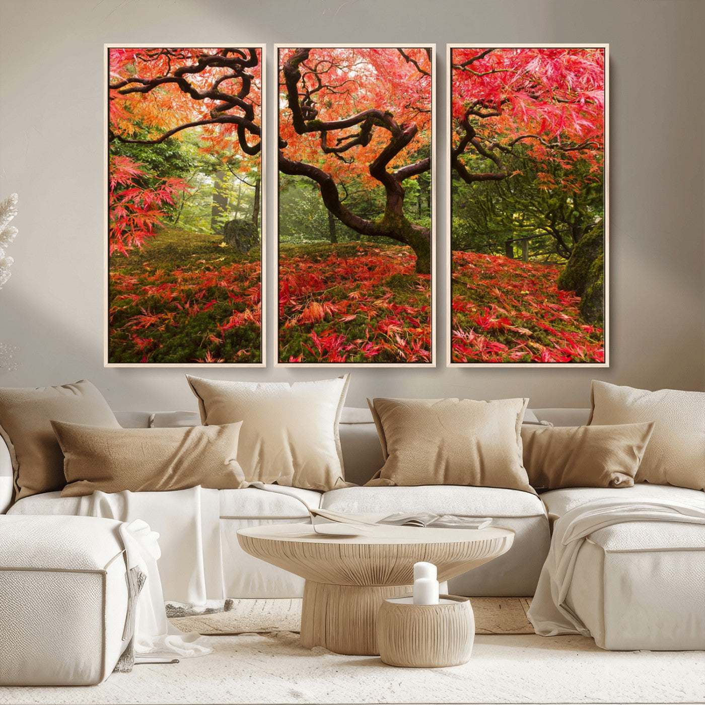 73343-MGV-CV-36X24-Autumn Maple Wall Art – Panoramic Vibrant Red Maple Tree Canvas Print, Seasonal Nature Decor for Office, Living Room or Garden