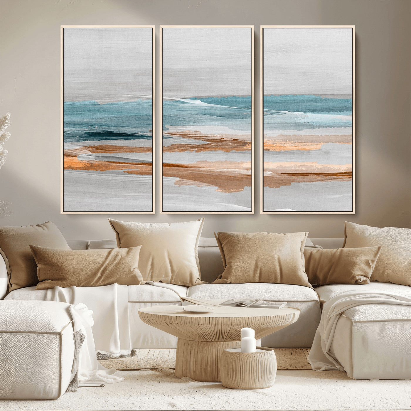 23430-MGV-CV-36X24-Abstract Coastal Wall Art – Modern Ocean Horizon Canvas Print, Minimalist Beach Scene Painting for Bedroom, Living Room, Office or