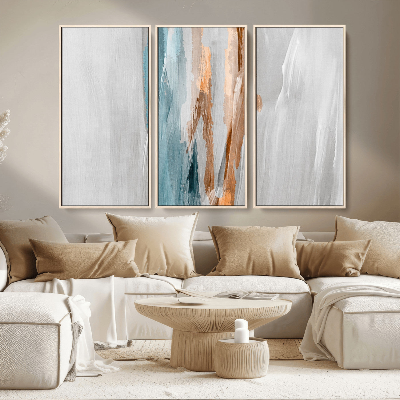 66154-MGV-CV-36X24-Abstract Brushstroke Wall Art – Modern Teal and Gold Canvas Print, Minimalist Contemporary Painting for Living Room, Bedroom, or