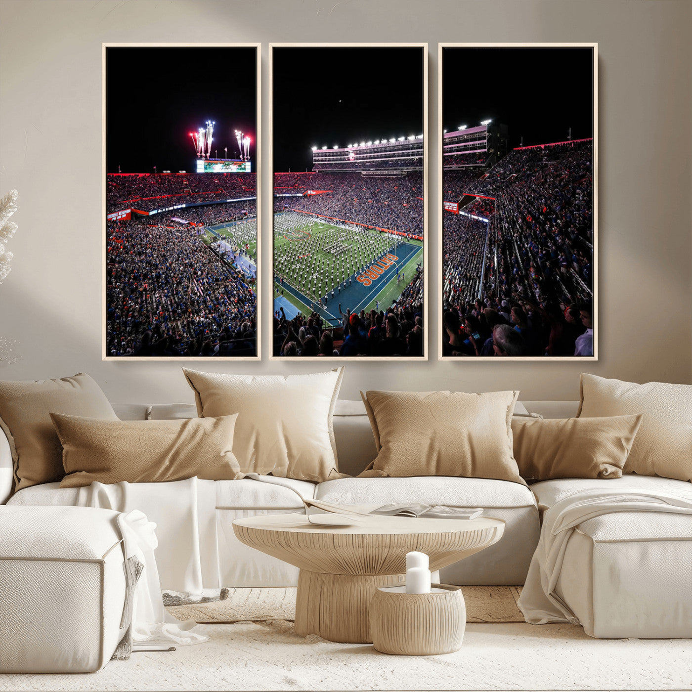 46899-MGV-CV-36X24-Ben Hill Griffin Stadium Wall Art Canvas Print, Framed Football Stadium Art Picture Print, Florida Football Stadium Perfect Sport