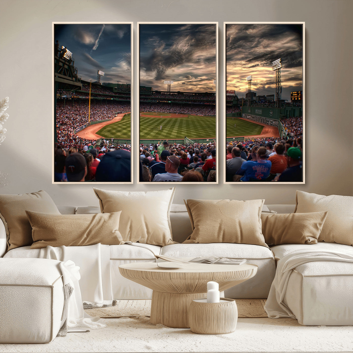 53432-MGV-CV-36X24-Fenway Park Stadium Wall Art Canvas Print, Framed Boston Baseball Stadium Art Picture Print, Massachusetts Fenway Park Perfect