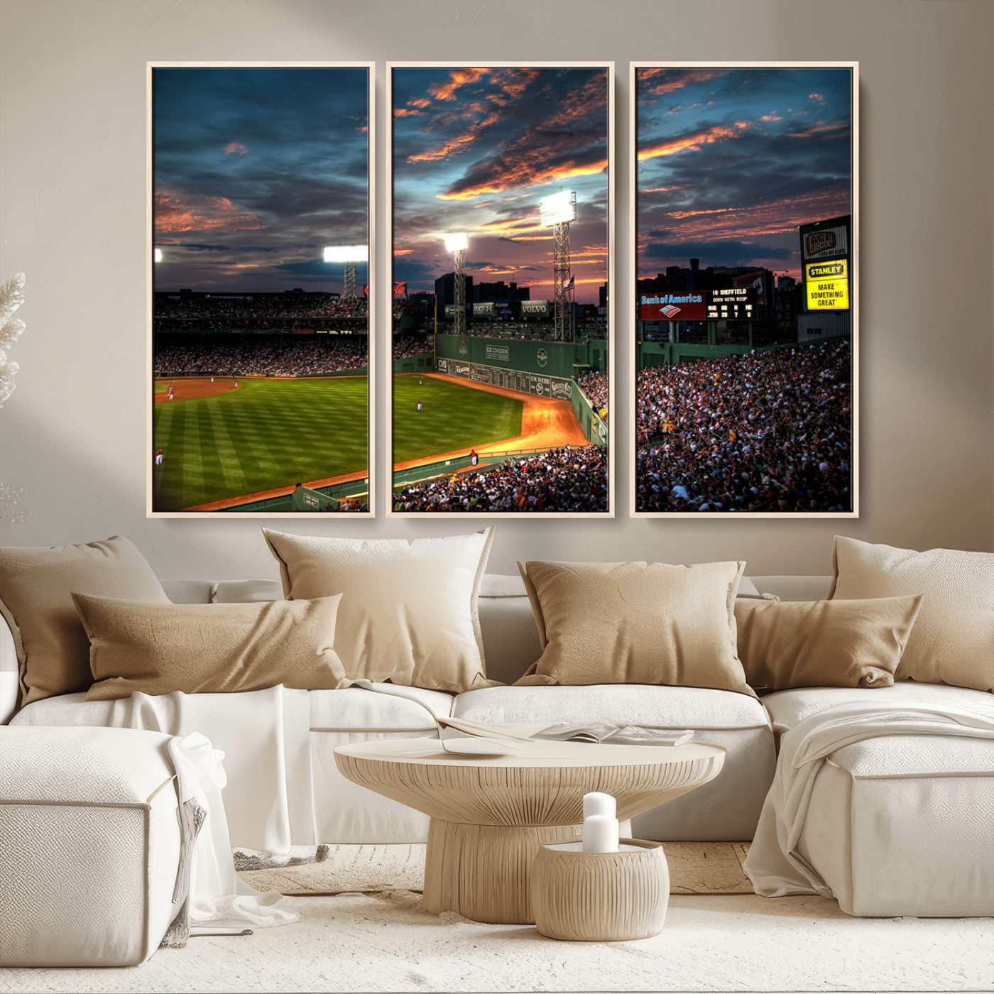 66781-MGV-CV-36X24-Baseball Stadium Wall Art – Canvas Print Evening Game Field Packed Crowd Sunset Sky Sports Photography, Dynamic Decor for Game