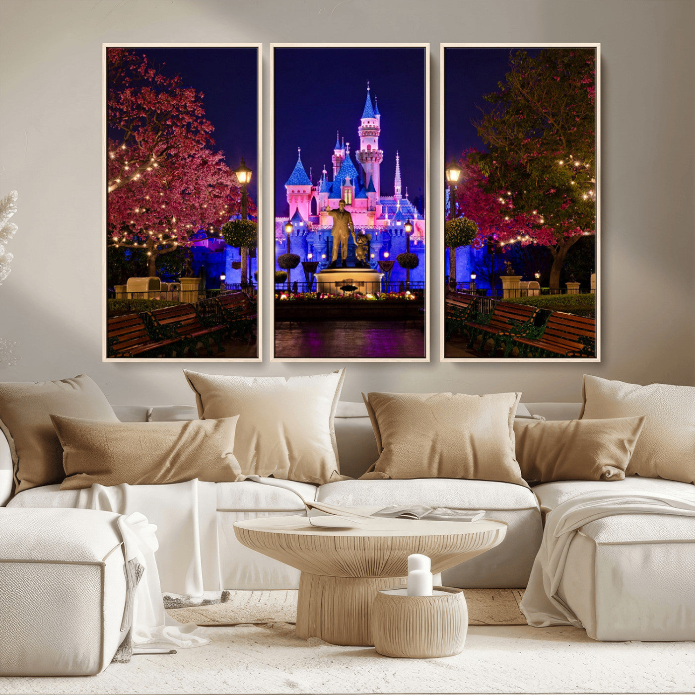 79435-MGV-CV-36X24-Disney Castle Wall Art Canvas Print, Framed Magic Kingdom Art Picture Print, Disney World Perfect Child Room Decor Artwork