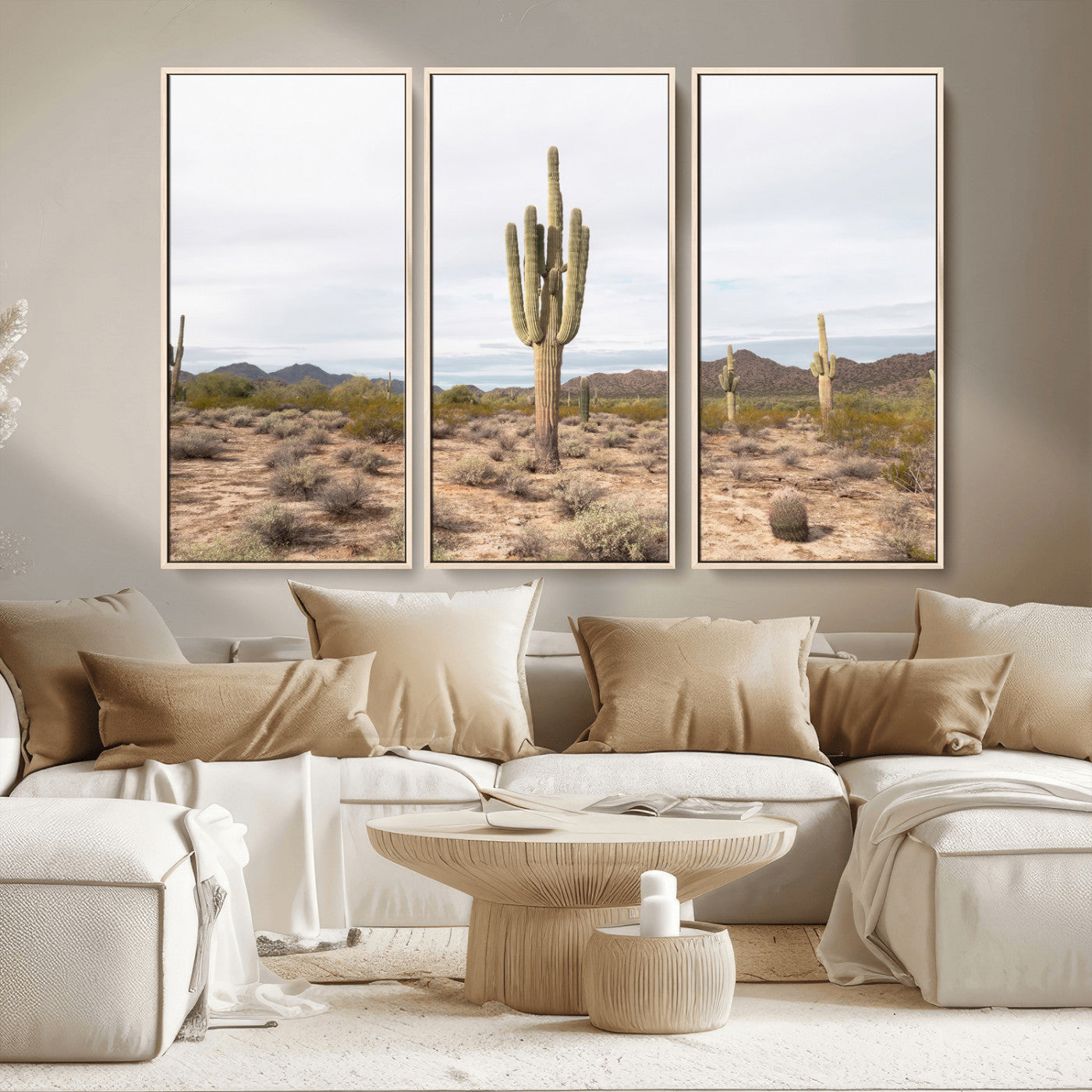 96147924-MGV-CV-36X24-Saguaro Cactus Wall Art Canvas Print, Framed Desert Cactus Art Picture Print, Earthy Desert Perfect Southwestern Boho Decor
