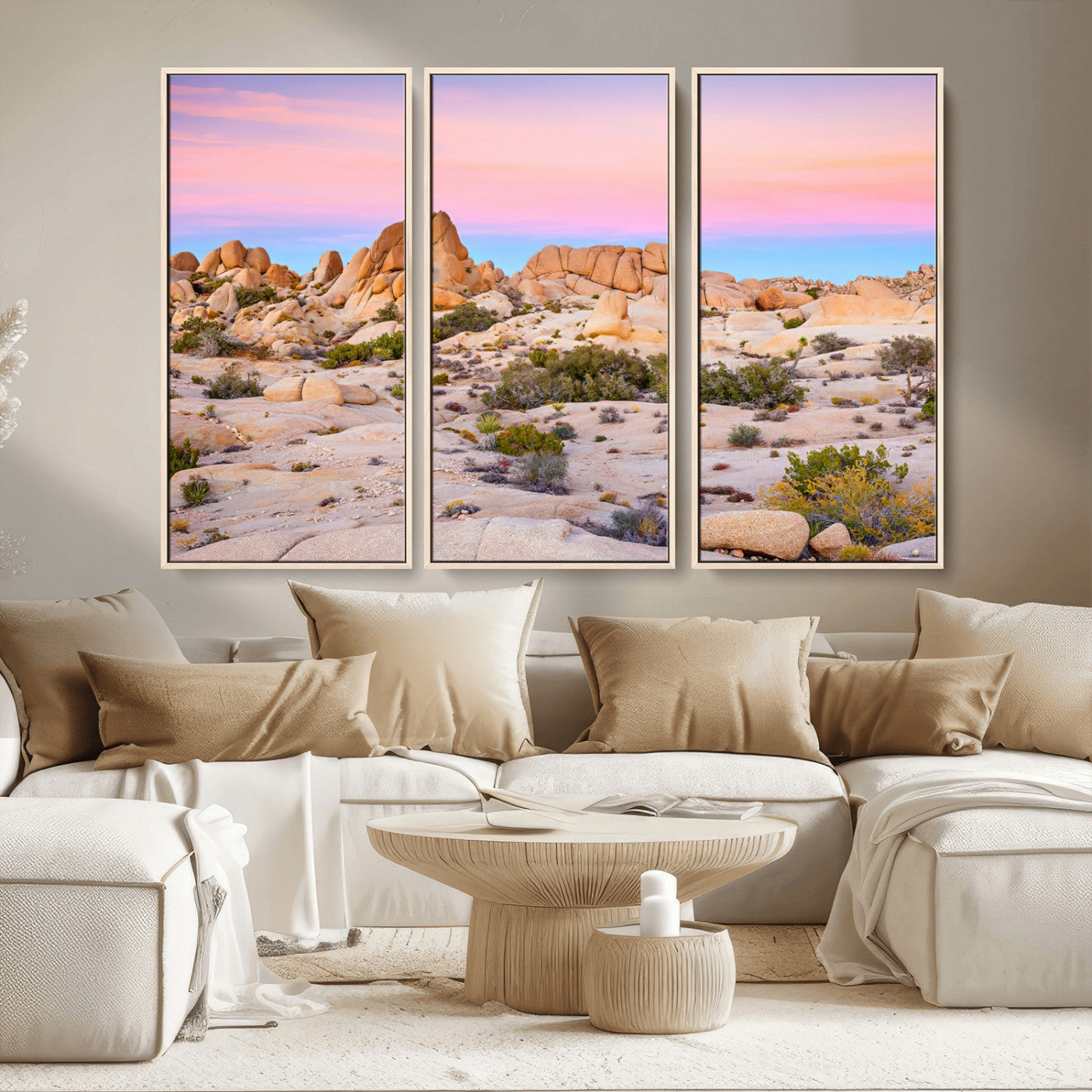 96167137-MGV-CV-36X24-Vibrant Sunset Sky Wall Art Canvas Print, Framed Joshua Tree Art Picture Print, Rugged Terrain Perfect Southwestern Boho Decor