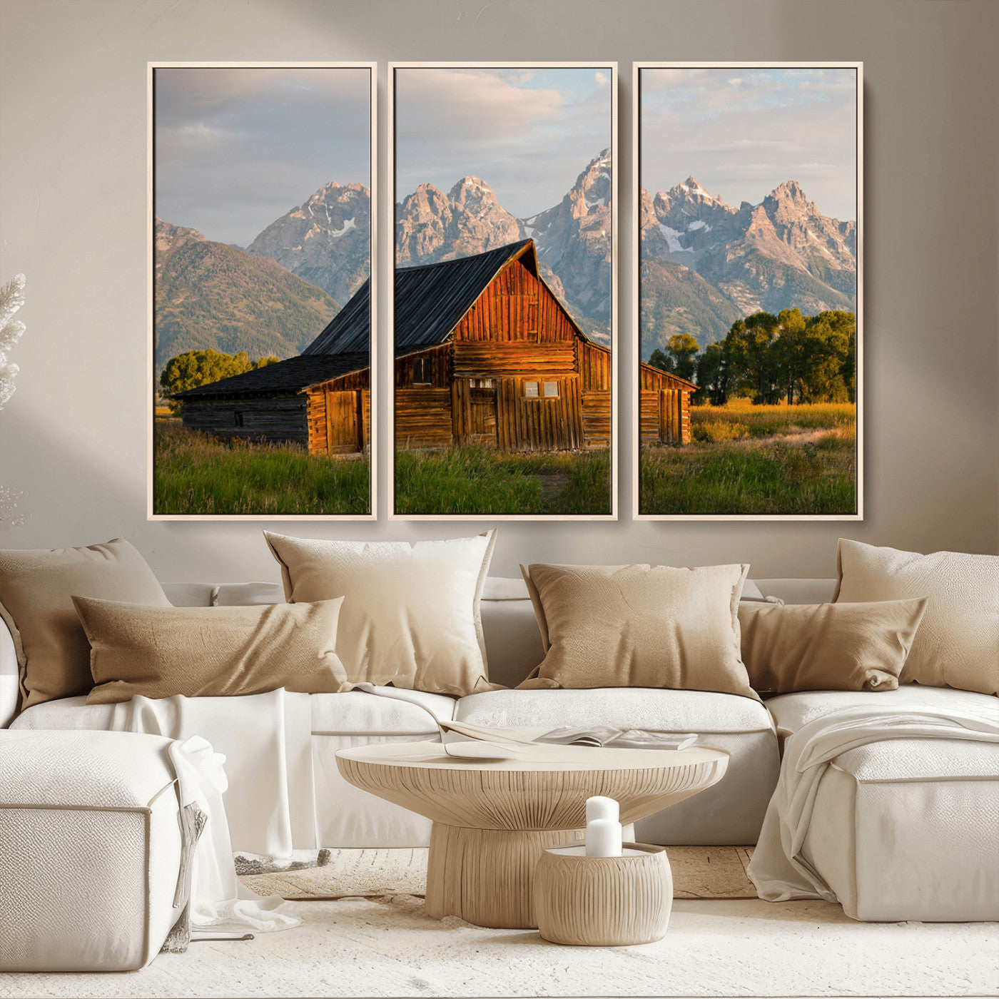 31771014-MGV-CV-36X24-Rustic Barn Wall Art Canvas Print, Framed Western Landscape Art Picture Print, Farmhouse Style Perfect Rustic Farmhouse Decor