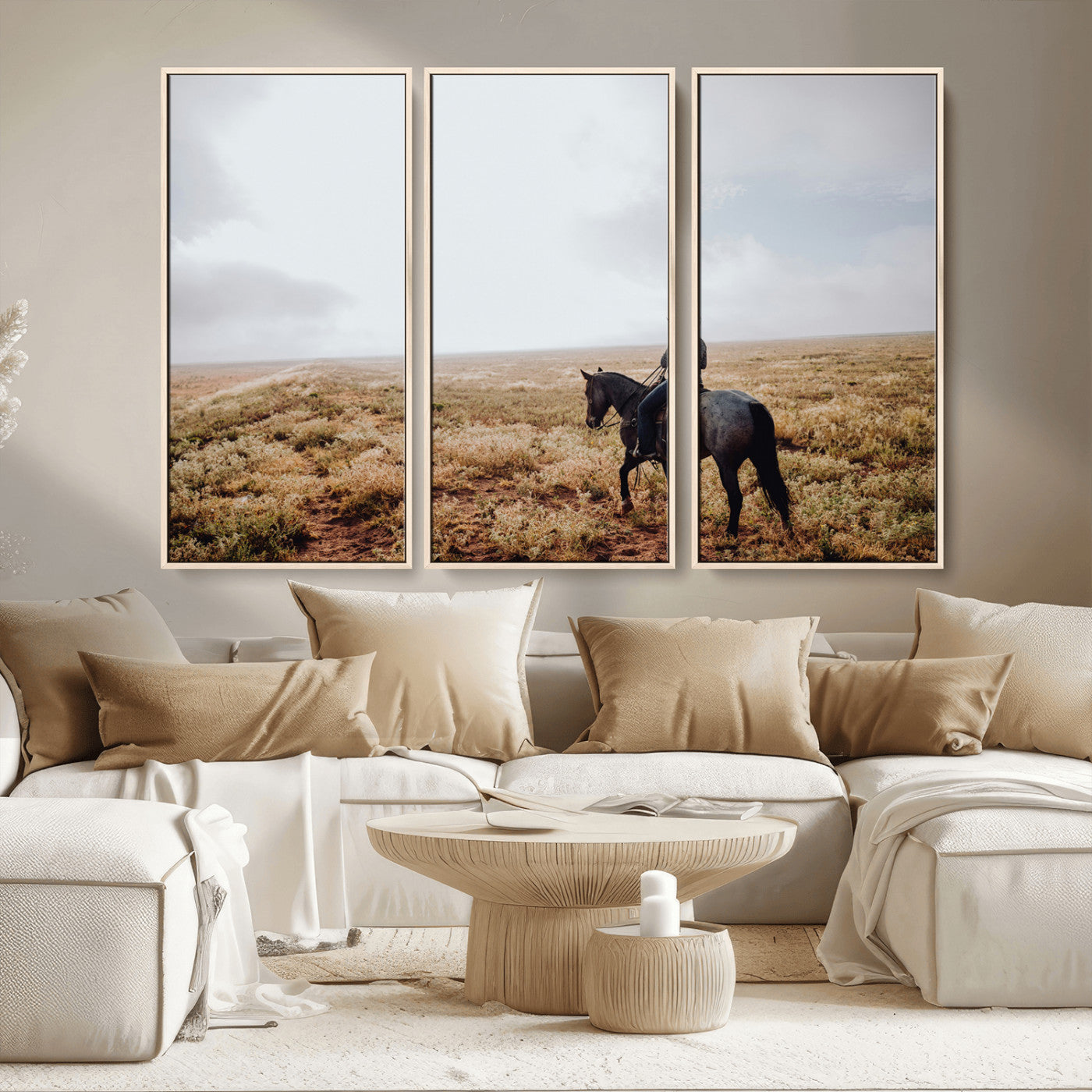 57597730-MGV-CV-36X24-Cowboy Wall Art Wall Art Canvas Print, Framed Western Canvas Art Picture Print, Rustic Ranch Scene Perfect Rustic Western Decor