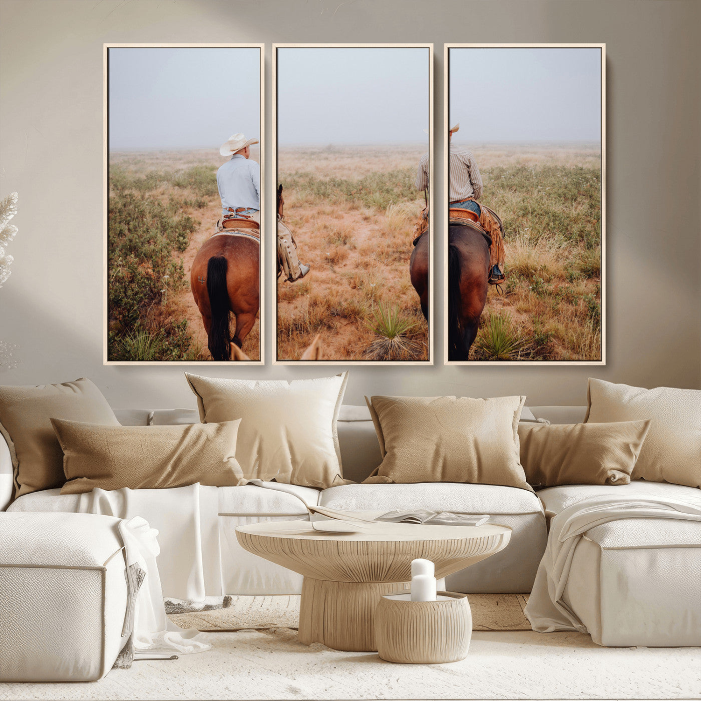54943176-MGV-CV-36X24-Cowboy Wall Art Wall Art Canvas Print, Framed Western Canvas Art Picture Print, Rustic Ranch Scene Perfect Rustic Western Decor