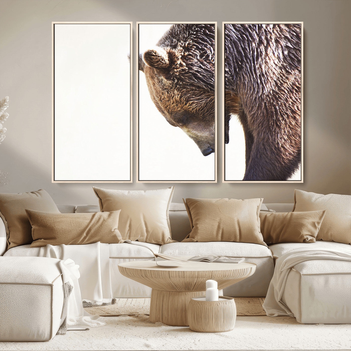 14405507-MGV-CV-36X24-Grizzly Bear Canvas Wall Art – Framed Wildlife Nature Decor, Large Brown Bear Profile Canvas Print for Living Room, Office, or