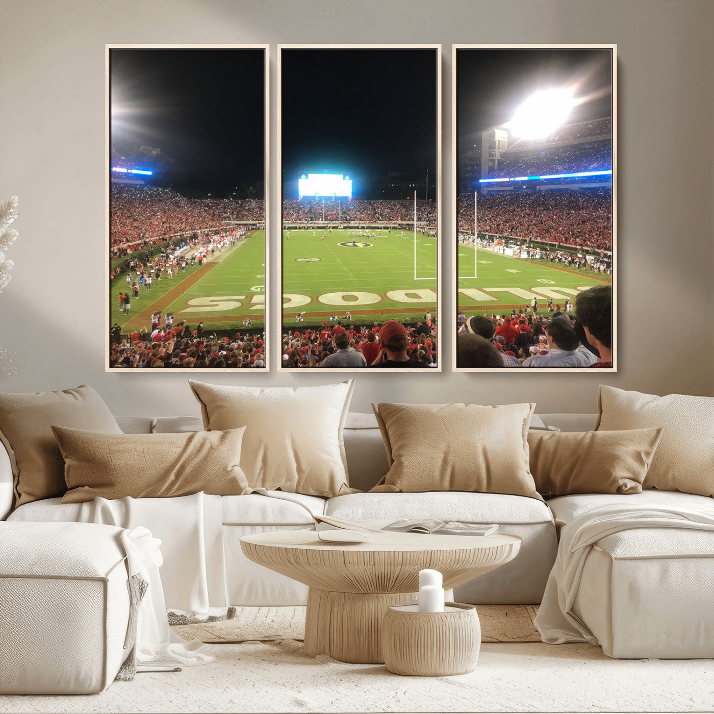 16230786-MGV-CV-36X24-Sanford Stadium Wall Art – Georgia Bulldogs Football Night Game Canvas Print, College Sports Decor for Man Cave, Bar, Office, or