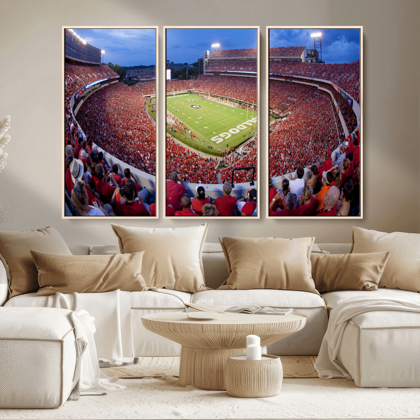 10244378-MGV-CV-36X24-Sanford Stadium Wall Art – Georgia Bulldogs Football Panoramic Evening Canvas Print, College Game Day Decor for Man Cave, Bar, or