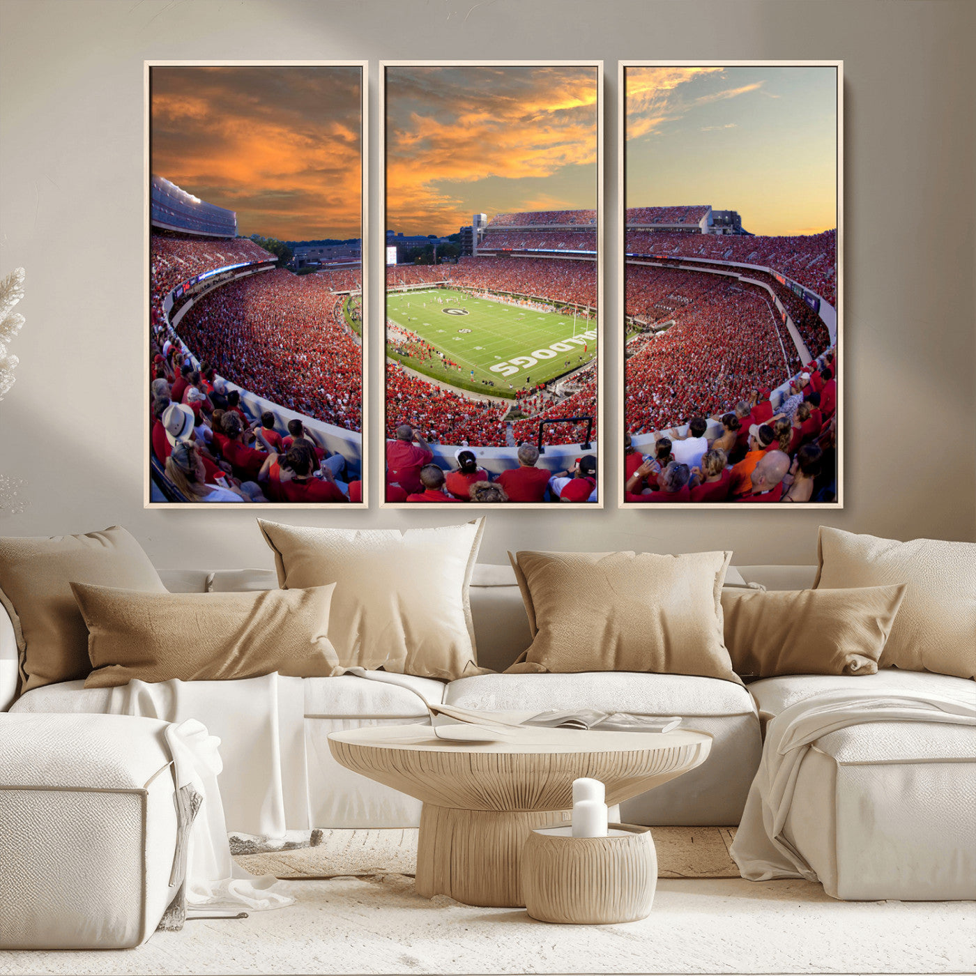 73680988-MGV-CV-36X24-Georgia Bulldogs Stadium Wall Art – Panoramic Football Field Canvas Print, Game Day Decor for Home, Office, Fan Cave, Sports
