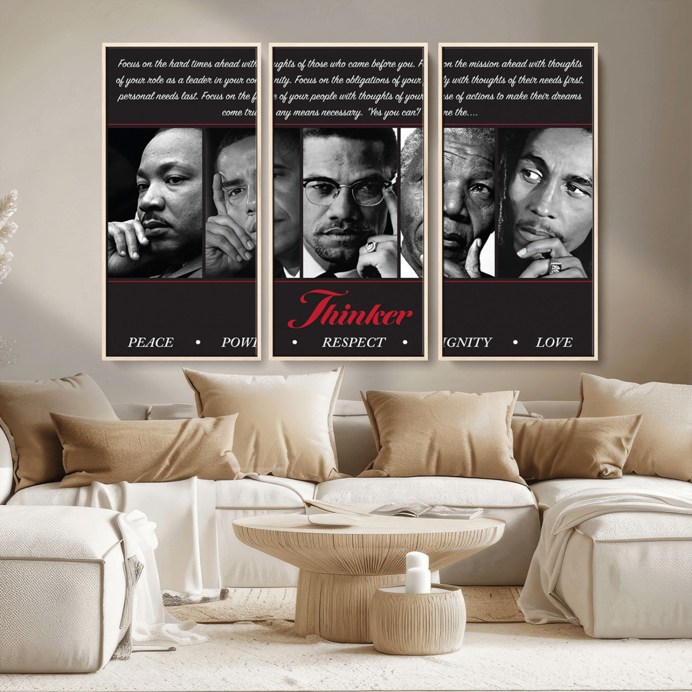 45112-MGV-CV-36X24-Black Icons Wall Art Canvas Print, Framed Thinker Art Picture Print, Motivational Quote Perfect Cultural Modern Decor Artwork