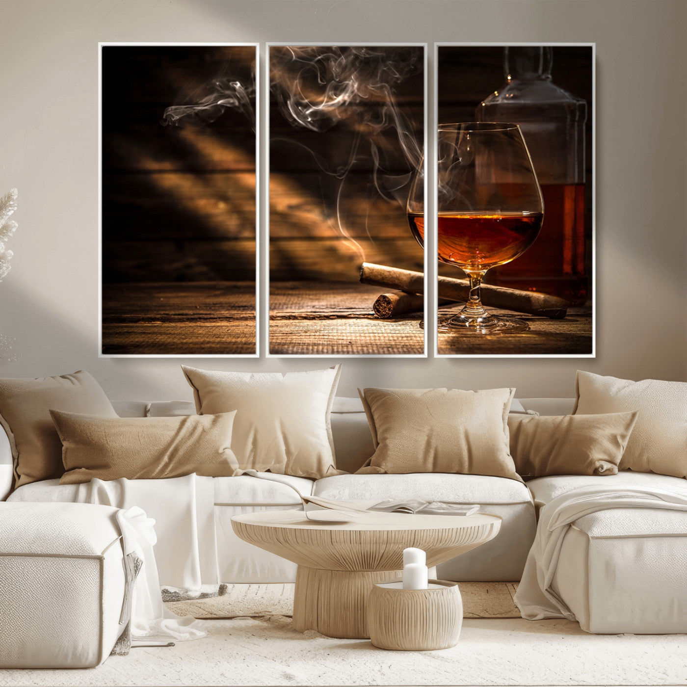 92305-MGV-CV-36X24-Whiskey & Cigar Wall Art – Moody Whiskey and Cigar Canvas Print, Sophisticated Bar or Home Lounge Decor for Office, Man Cave or