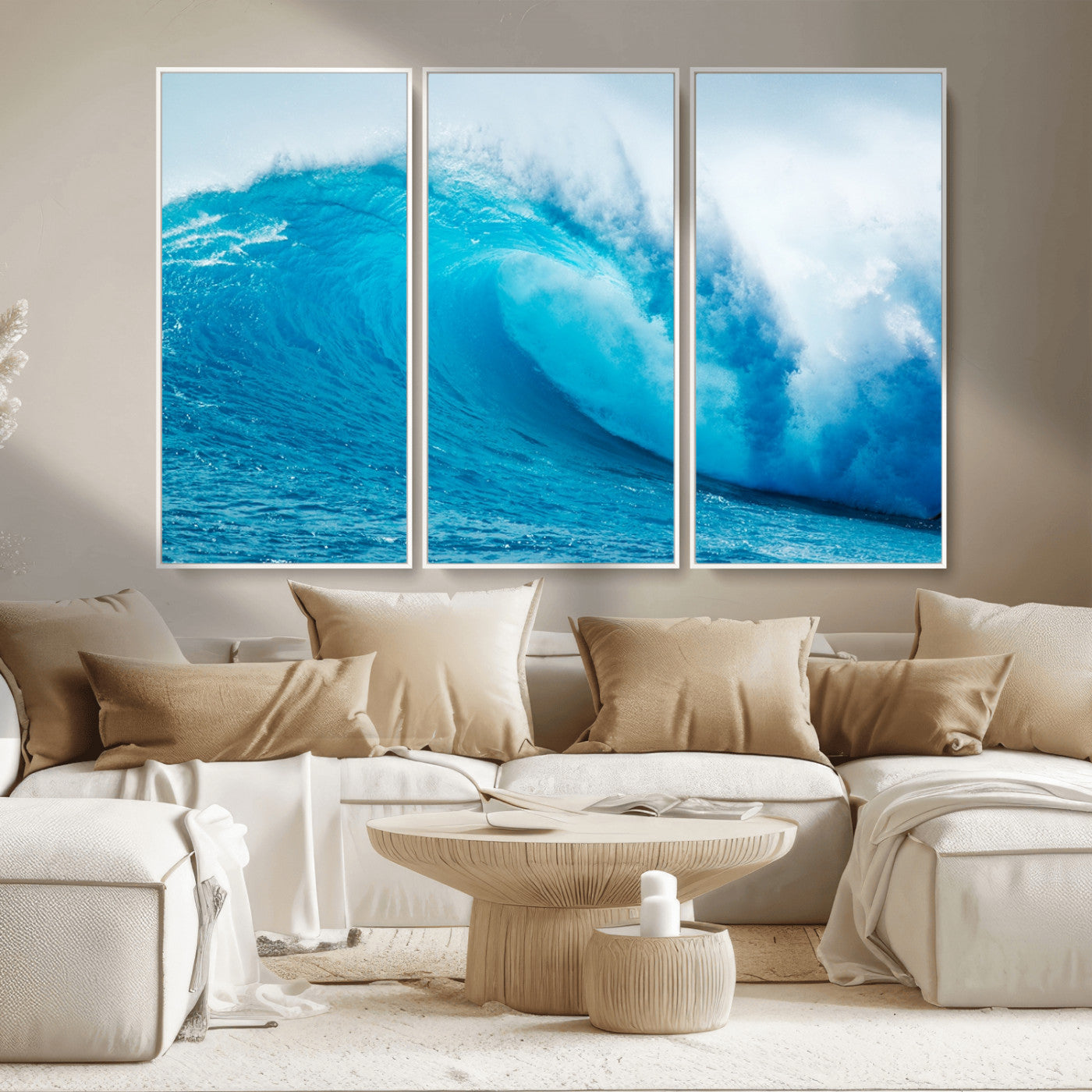13117-MGV-CV-36X24-Ocean Wave Wall Art – Dynamic Blue Surf Canvas Print, Coastal Beach Decor for Living Room, Bathroom, Office, or Beach House