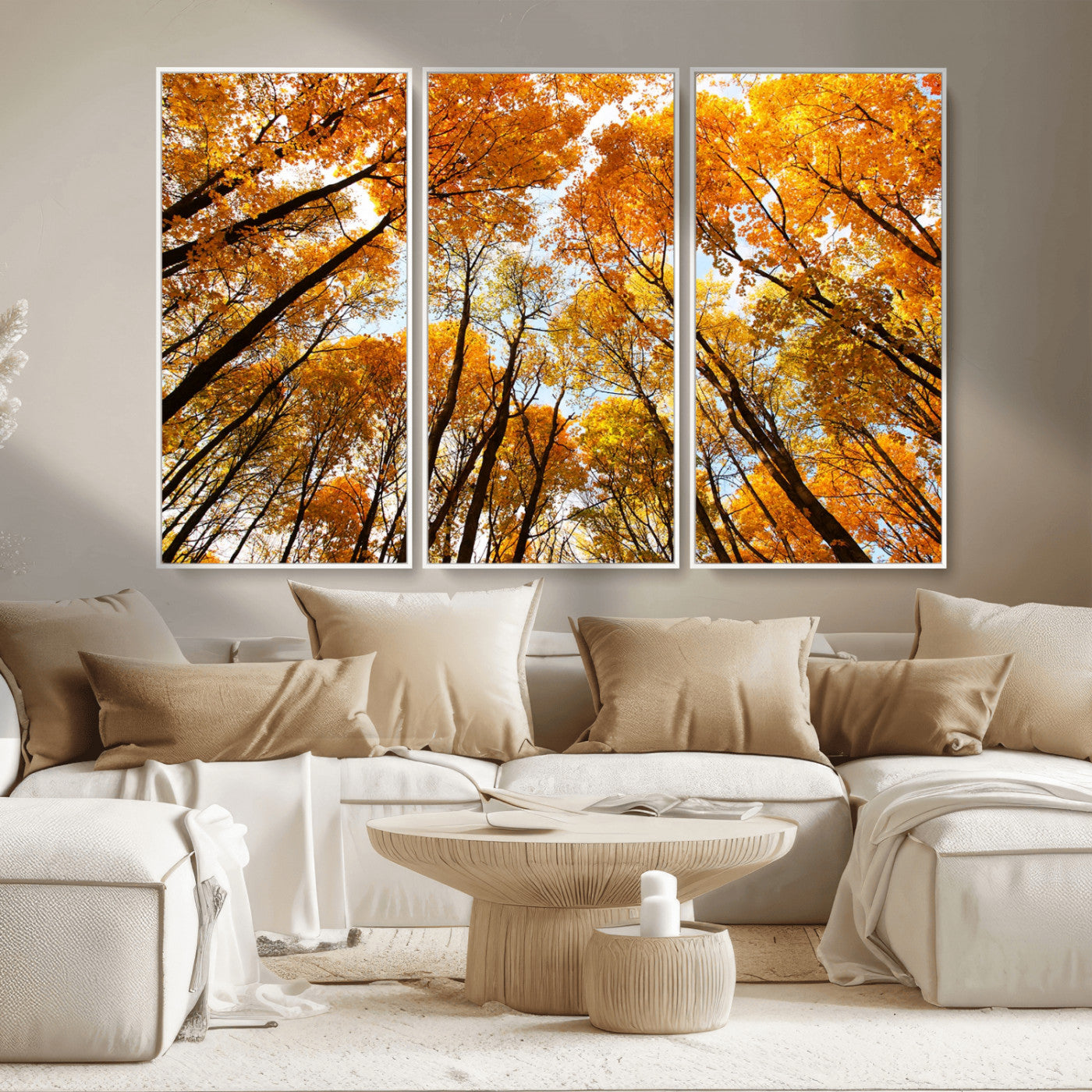 11823-MGV-CV-36X24-Golden Autumn Tree Canopy Wall Art – Stunning Fall Forest Leaves Print, Warm Seasonal Nature Decor for Home, Office or Cabin