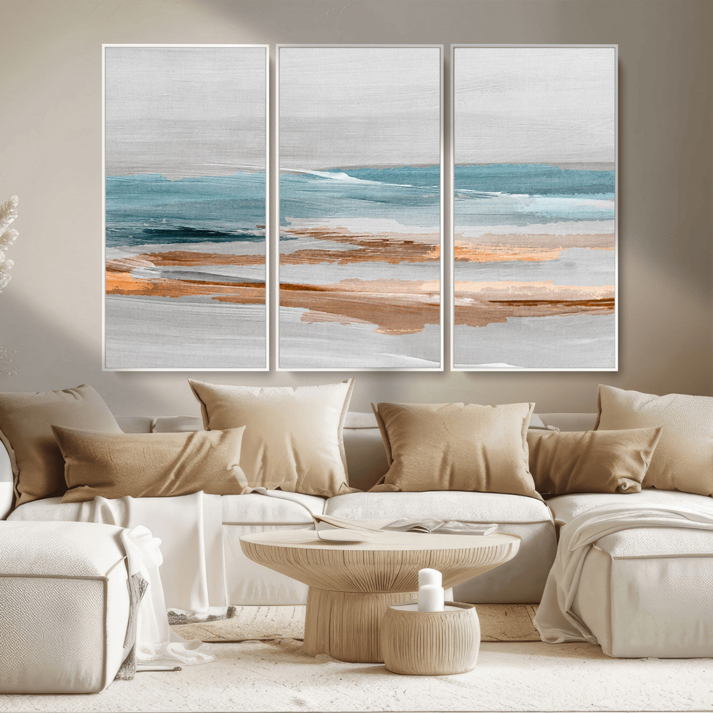 23430-MGV-CV-36X24-Abstract Coastal Wall Art – Modern Ocean Horizon Canvas Print, Minimalist Beach Scene Painting for Bedroom, Living Room, Office or