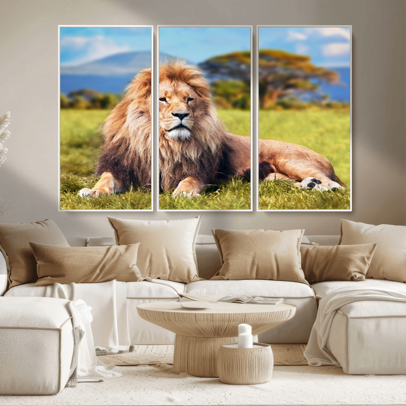 67826-MGV-CV-36X24-Majestic Lion Wall Art – King of the Jungle Canvas Print, Safari Wildlife Decor for Living Room, Office, or Man Cave
