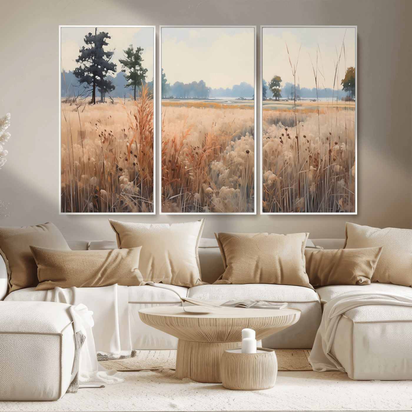 98822-MGV-CV-36X24-Autumn Meadow Wall Art – Tranquil Grassland Landscape Canvas Print, Rustic Country Decor for Living Room, Bedroom or Farmhouse