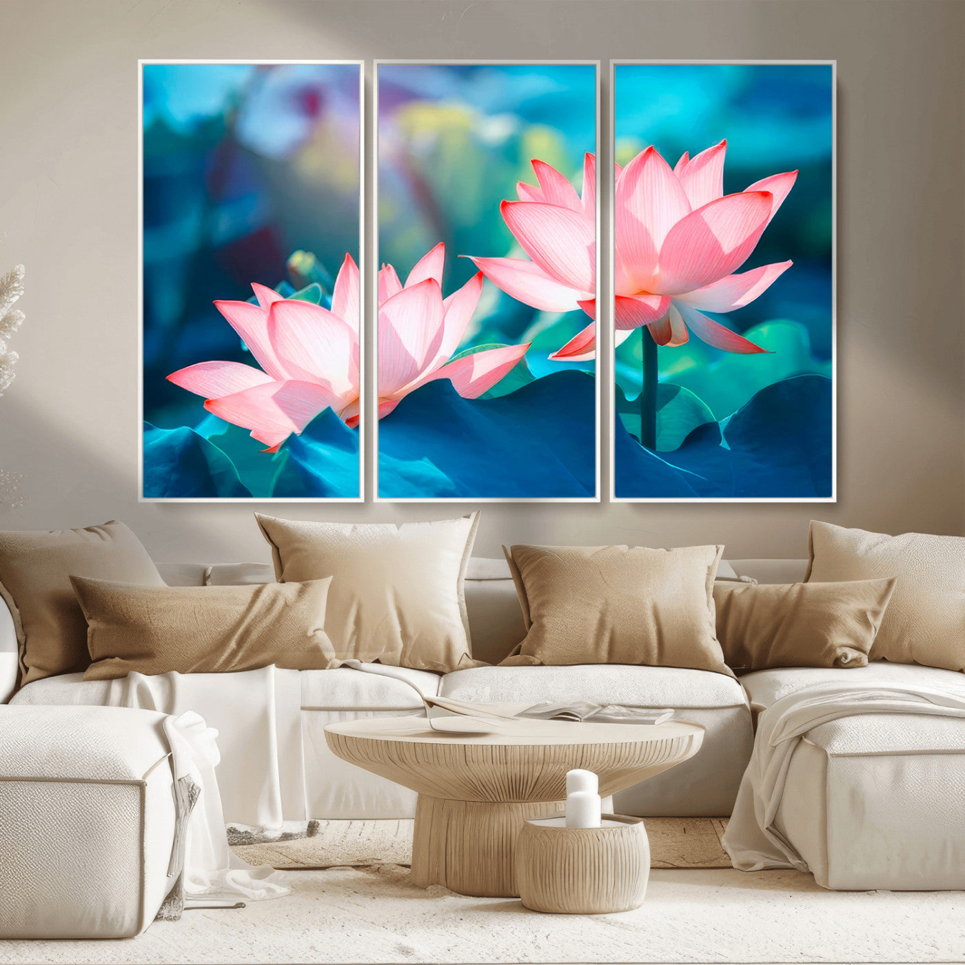 32559-MGV-CV-36X24-Lotus Flower Wall Art – Pink Water Lily Canvas Print, Tranquil Nature Decor for Living Room, Bedroom or Meditation Space