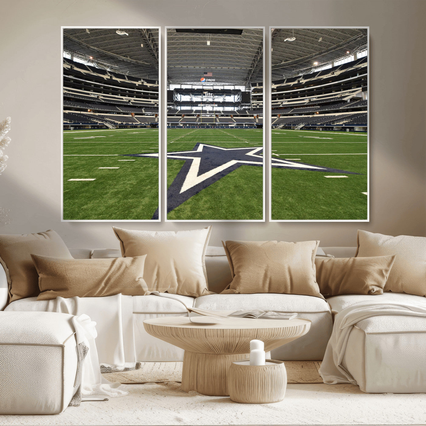 14834-MGV-CV-36X24-Dallas Att Stadium Wall Art Canvas Print, Framed Texas NFL Stadium Art Picture Print, American Football Stadium Perfect Sports