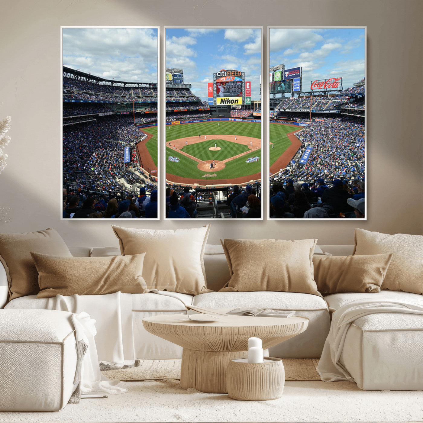 22910-MGV-CV-36X24-City Field Stadium Wall Art Canvas Print, Framed New York Stadium Art Picture Print, City Field Perfect Sport Room Decor Artwork