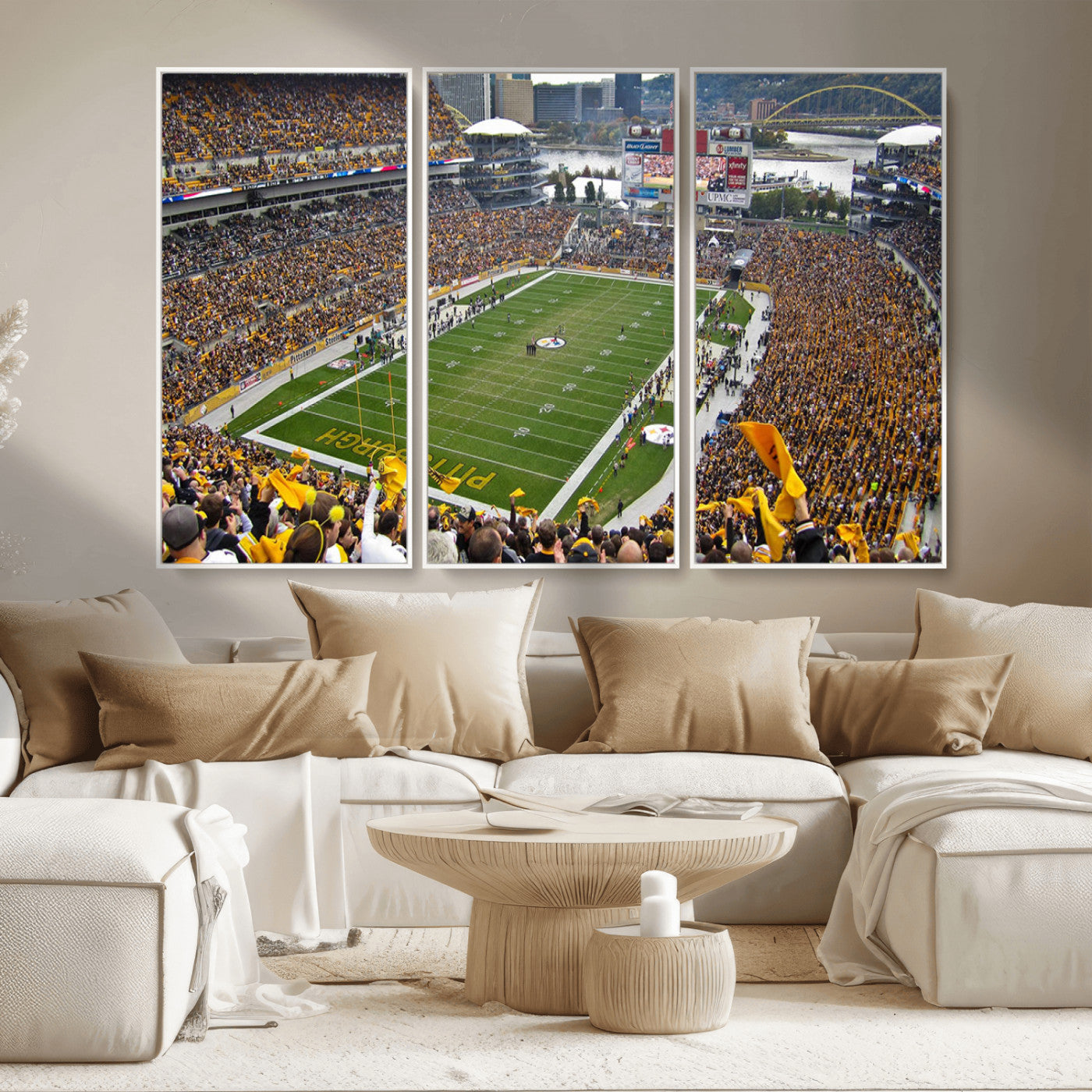 51419-MGV-CV-36X24-Heinz Field Wall Art Canvas Print, Framed Pittsburgh Stadium Field Art Picture Print, Heinz Stadium Field Perfect Sports Room