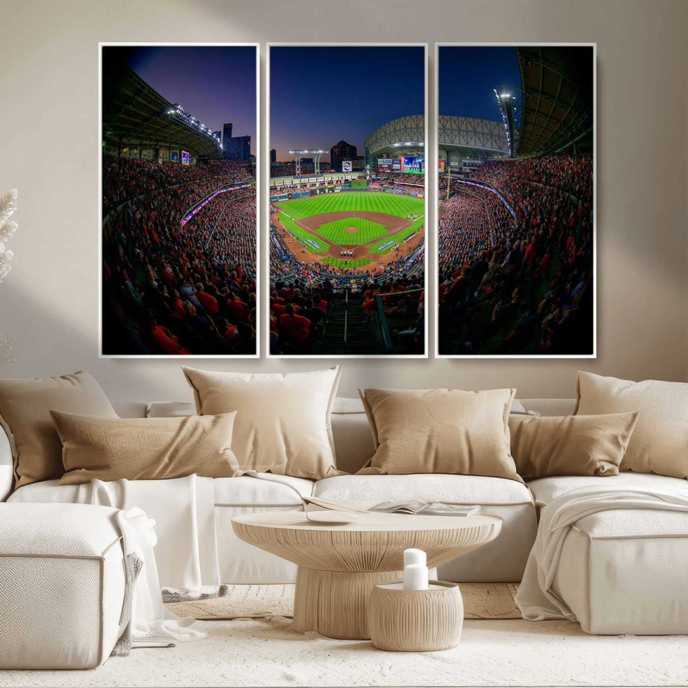 44322-MGV-CV-36X24-Minute Maid Park Wall Art Canvas Print, Framed Houston Astros Stadium Art Picture Print, Houston Astros Field Perfect Sports Room