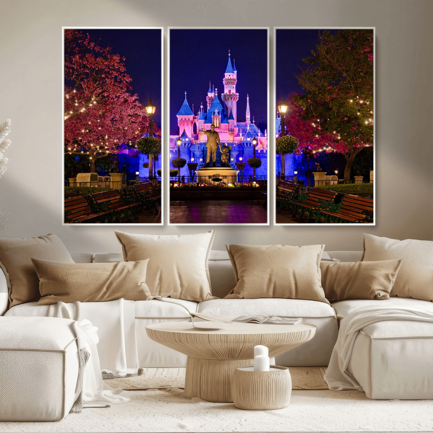 79435-MGV-CV-36X24-Disney Castle Wall Art Canvas Print, Framed Magic Kingdom Art Picture Print, Disney World Perfect Child Room Decor Artwork