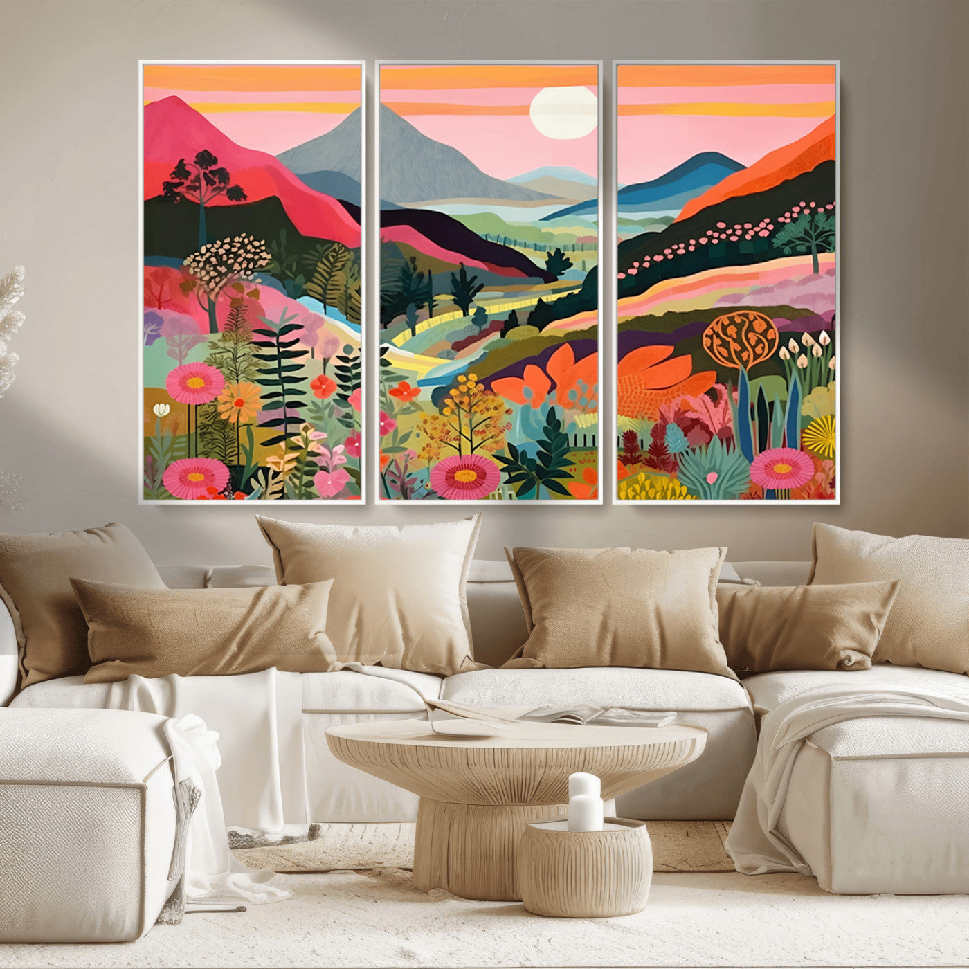 61376-MGV-CV-36X24-Floral Valley Wall Art – Panoramic Mountain Landscape Canvas Print, Vibrant Nature Decor for Living Room, Office, or Bedroom