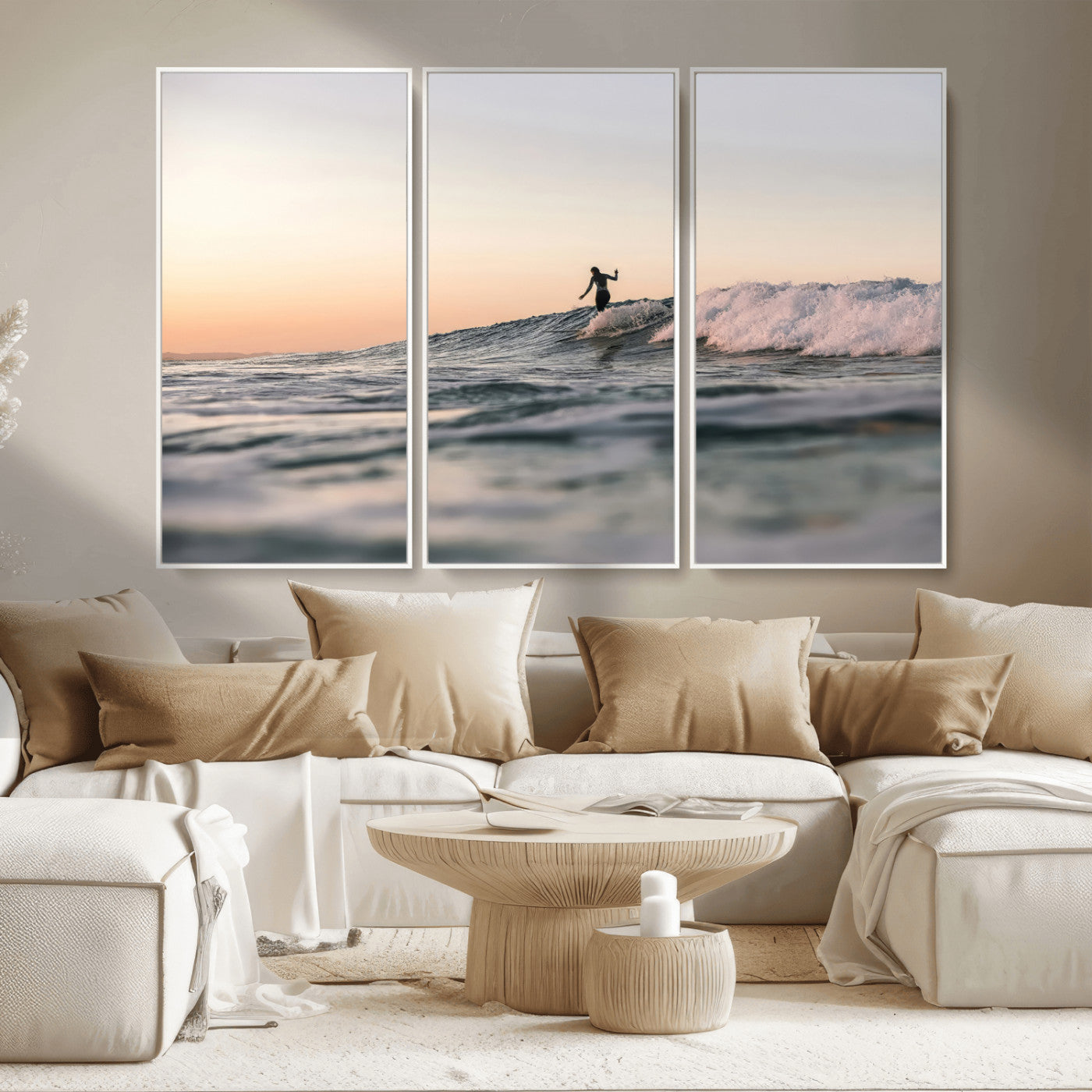 58502923-MGV-CV-36X24-Wave Rider Wall Art Canvas Print, Framed Ocean Wave Art Picture Print, Riding Surf Perfect Sunset Surf Decor Artwork